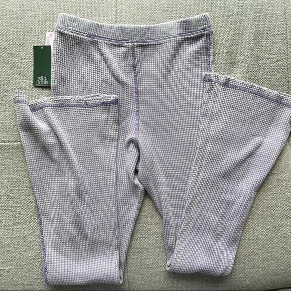 NWT Wild Fable Waffle Knit Thermal Boho Flare Leg Pants Legging Purple XXL - Picture 2 of 11